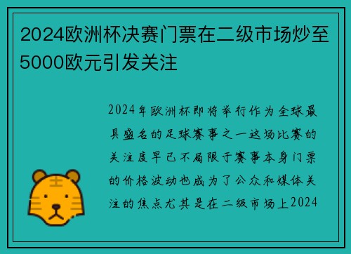 2024欧洲杯决赛门票在二级市场炒至5000欧元引发关注 2024欧洲杯决赛门票在二级市场炒至5000欧元引发关注
